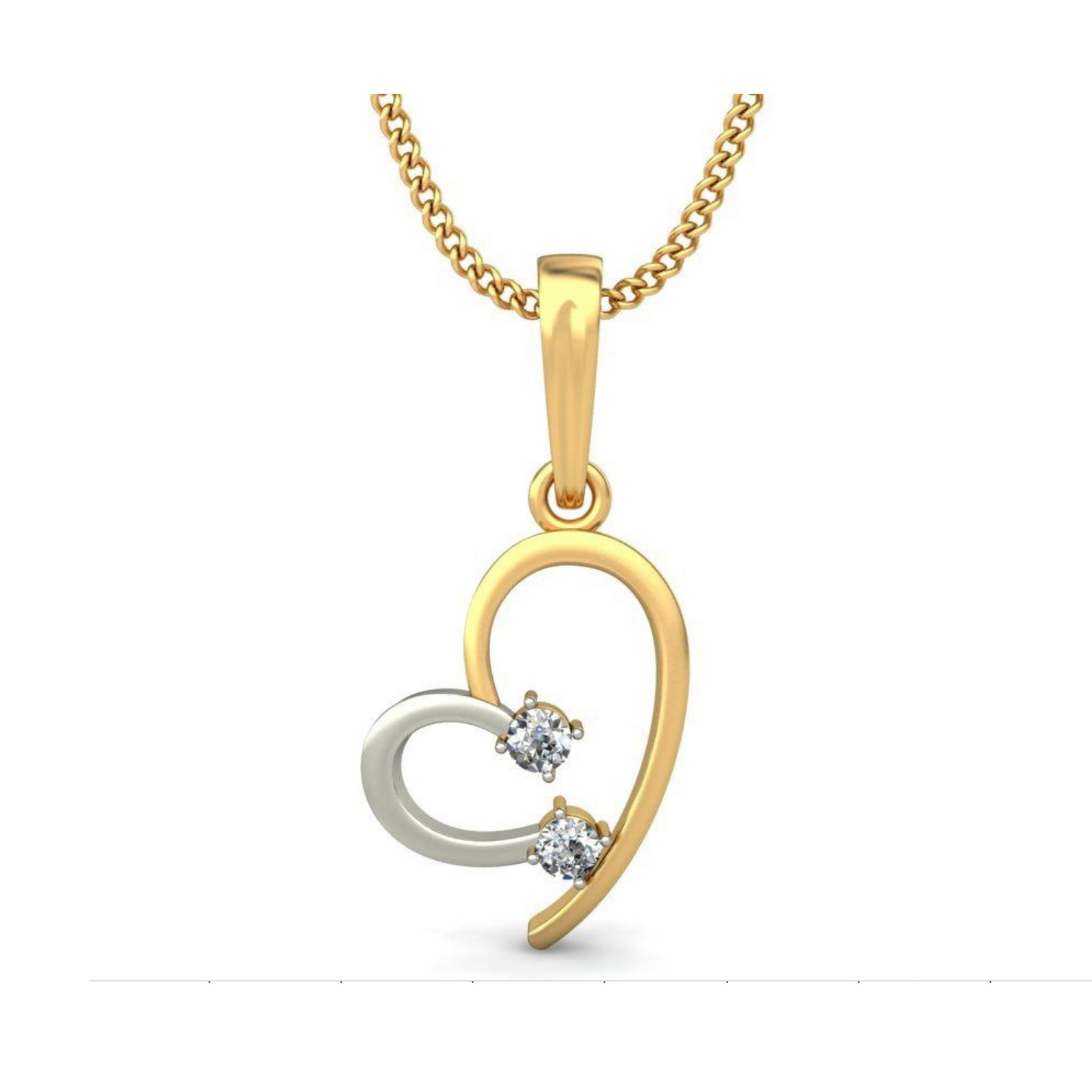 Avarta Jewellery Dual Tone Heart Pendant With Lab Grown Diamond