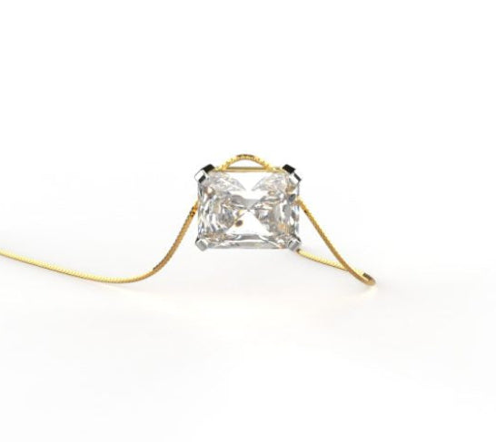 Square Brilliance Solitaire Pendant, Lab Grown Diamond Radiant Iced Cut Necklace in 9K/14K/18K Gold | Unisex Luxury Jewelry for Royal People's