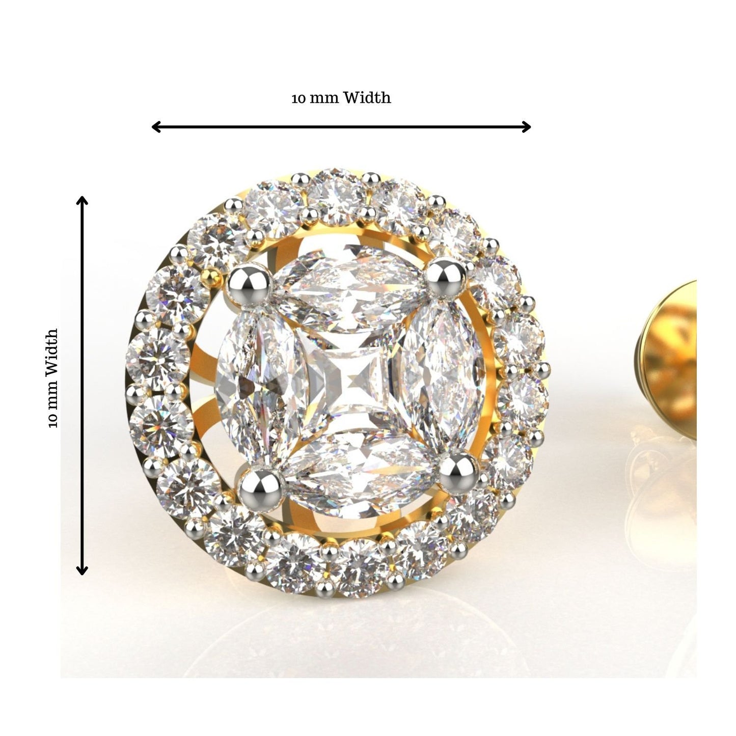 Avarta 18k Gold Marquise Halo Stud Earrings