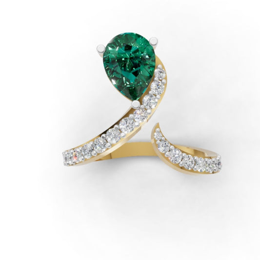 Avarta 14K 18K Gold Diamond Ring With Emerald Ruby Blue Sapphire