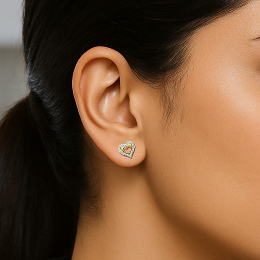 Avarta Gold Heart Stud Earrings With Lab Diamonds