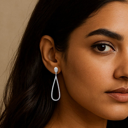 Avarta Jewellery Bold Silver Earrings for Women High-Polish Elegant Design Long Earrings