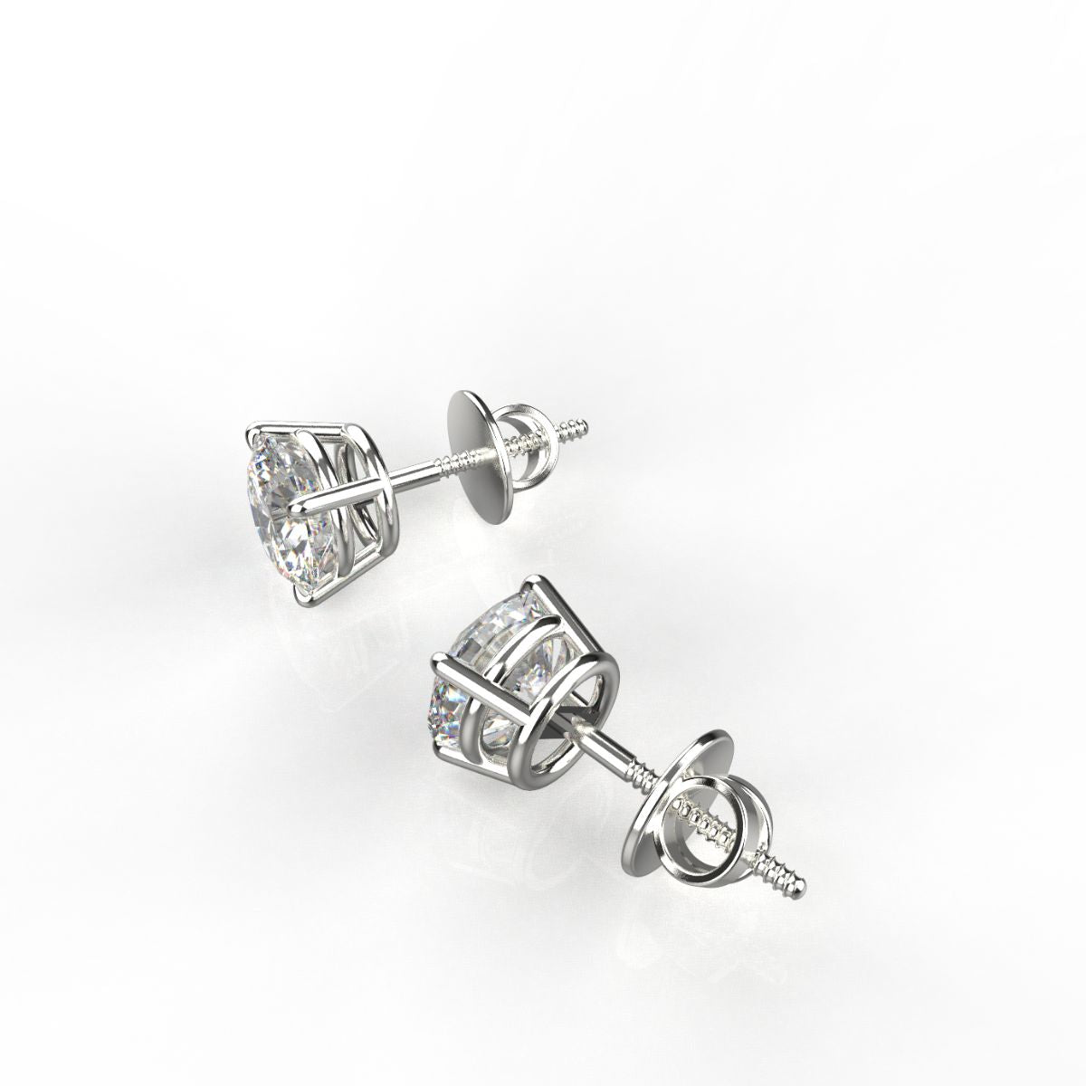 Avarta Sterling Silver 1 Carat Each Solitaire Stud Earrings With Gold Polish