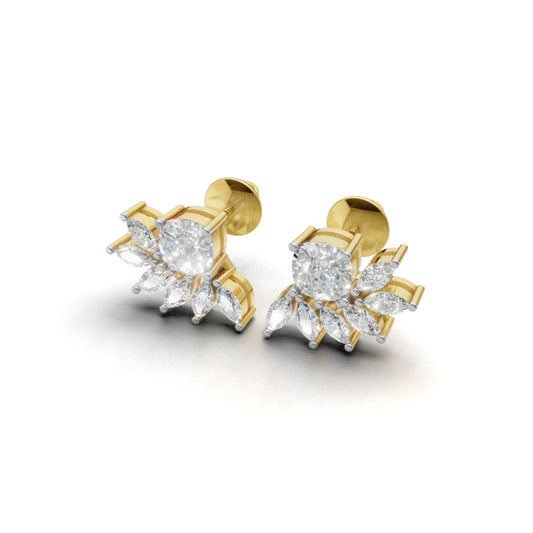Avarta Gold Luxe Sparkle Cushion Diamond Earrings