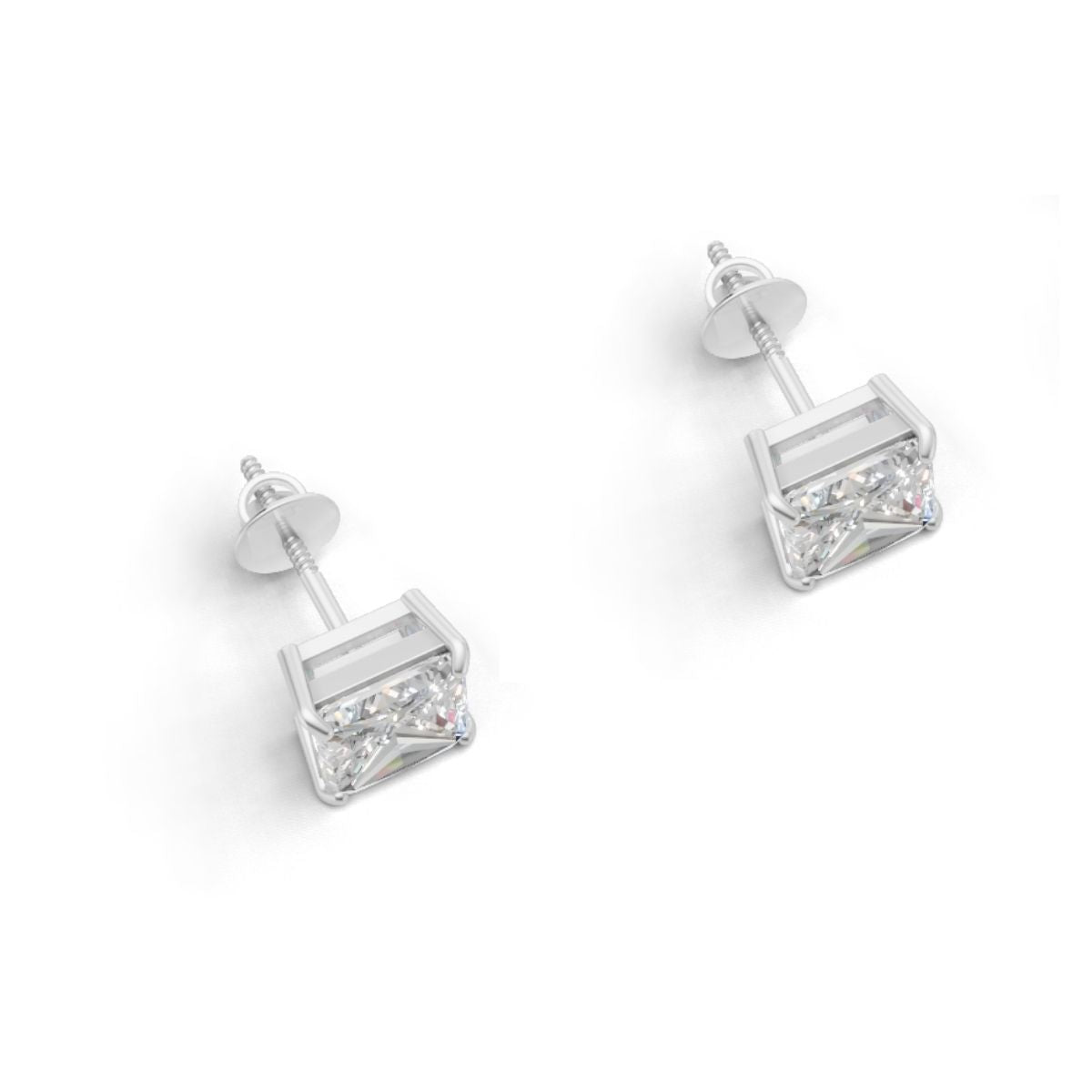 New Arrival Avarta Jewellery 925 Silver 2 Carat Princess Cut Unisex Solitaire Stud Earrings – Affordable High-End Jewelry