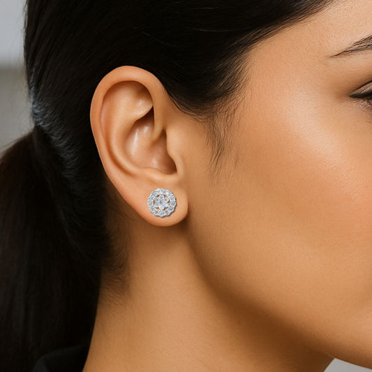 Avarta Gold HaloFlare Stud Earrings With Lab Diamonds