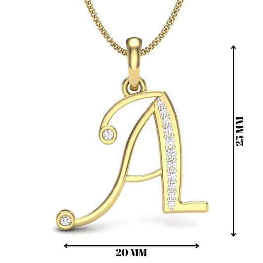 Unmatched Elegance Alphabet Pendant “A” - Luxury Gold Jewellery in Yellow, Rose & White Gold with Lab Grown Diamonds, Best Gift for Her