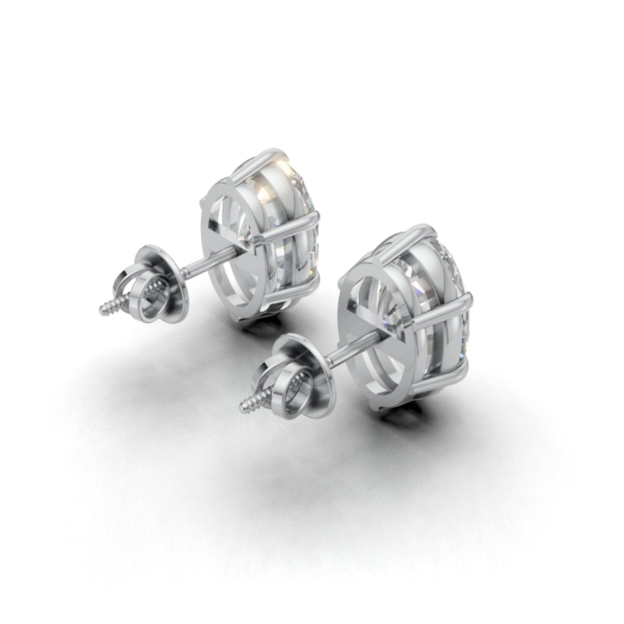 3 Carat Each Oval Solitaire Studs | 9K, 14K, 18K Gold