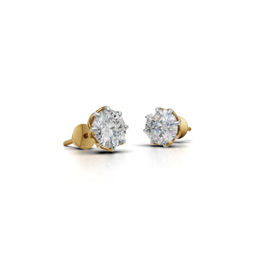 Avarta 2 Carat Each Lab Grown Diamond Solitaire Earrings | F VVS2 | Screw Back Design