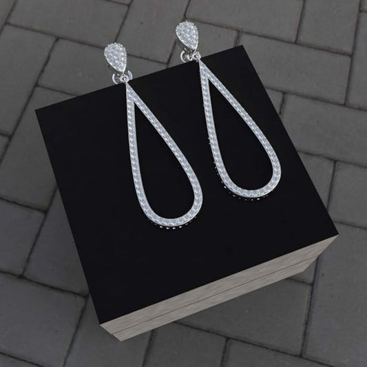 Avarta Jewellery Bold Silver Earrings for Women High-Polish Elegant Design Long Earrings