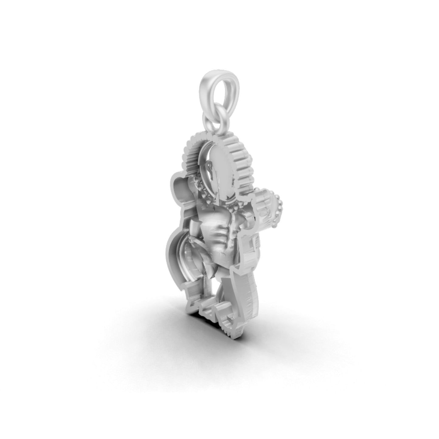 Oxidised 925 Sterling Silver Lord Hanuman Pendant with 17 Inch Silver Chain, S925 Hallmarked Spiritual Jewellery for Men, Women & Kids