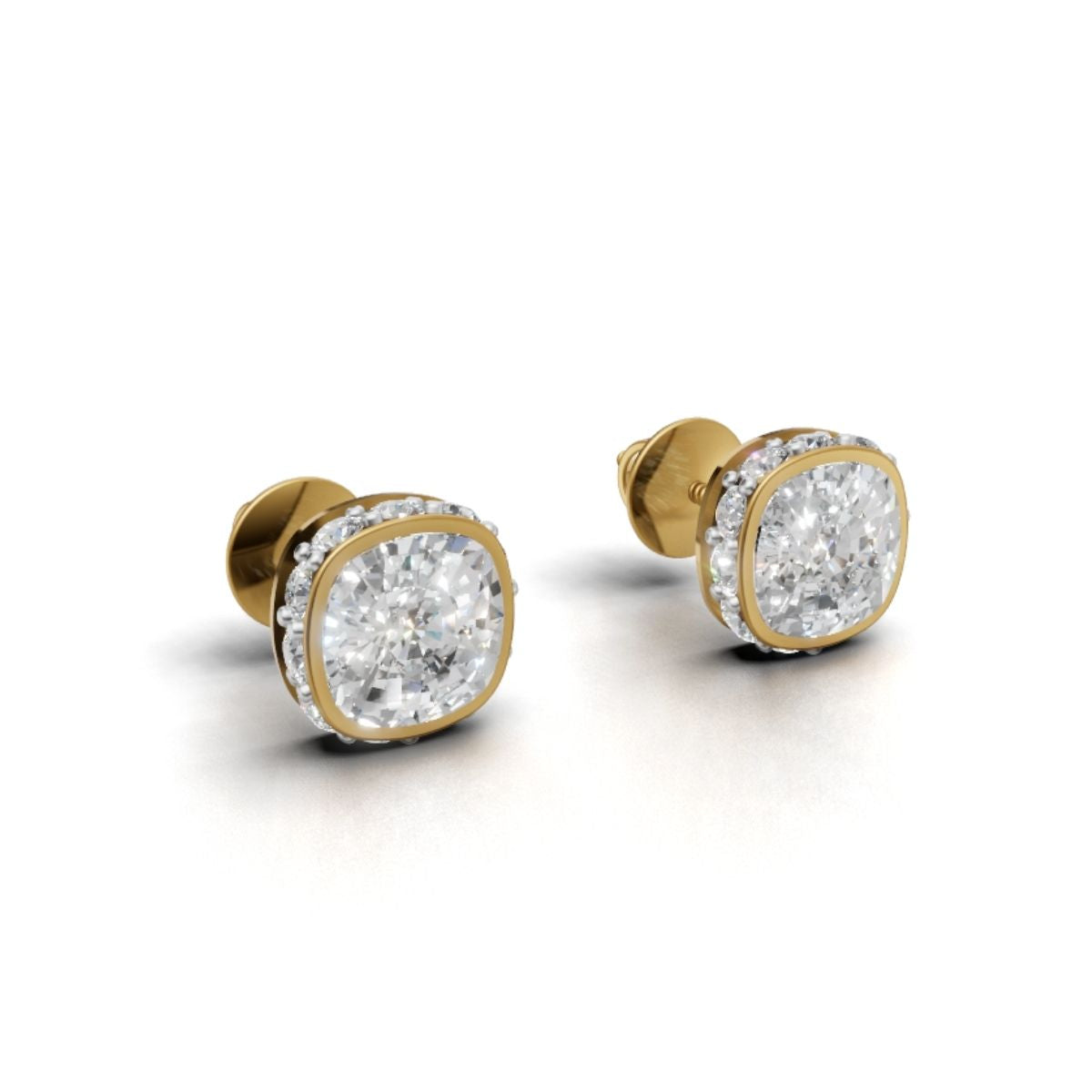 Avarta Latest Design Elegant Moissanite 1.50 Ct Cushion Halo Solitaire Studs