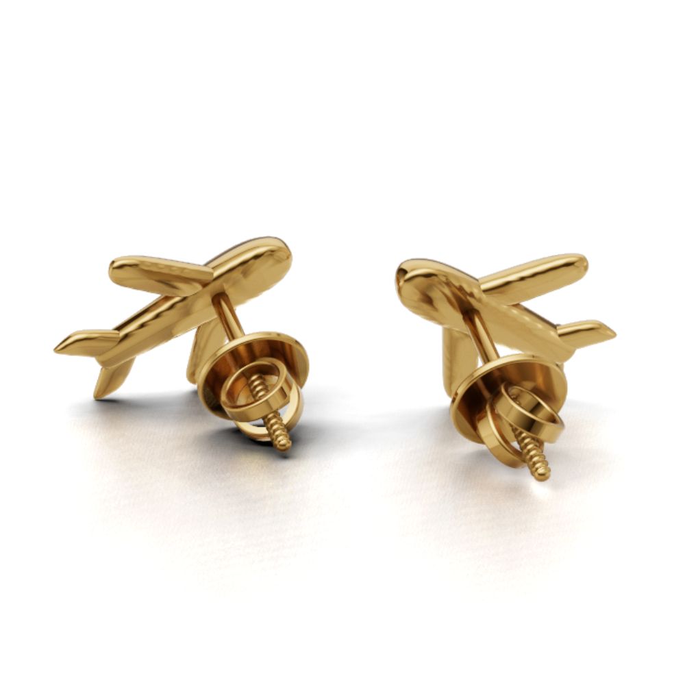Avarta Sterling Silver Gold Plated Airplane Studs