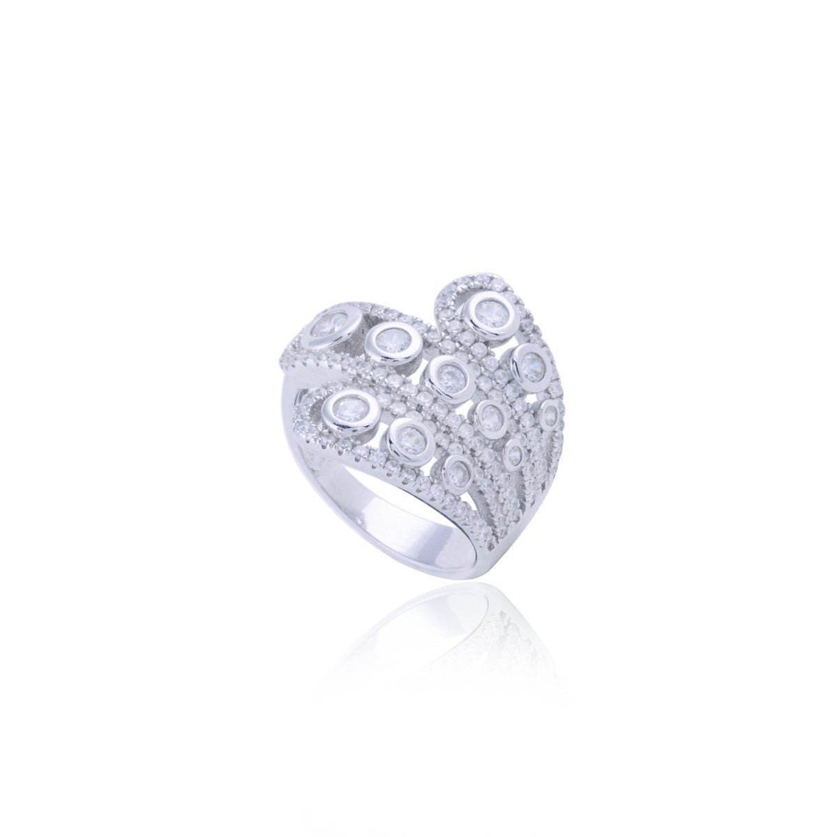 Avarta Jewellery Sterling Silver Embracing Pendant Set With Chain & Ring