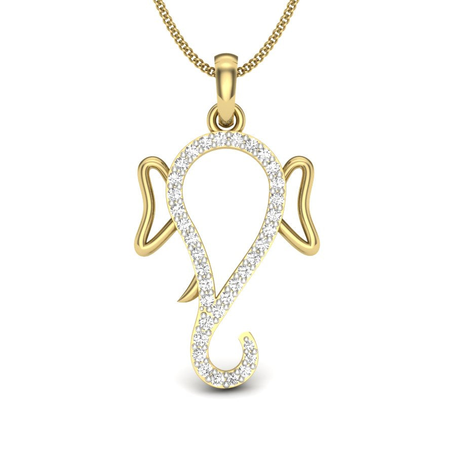 Ganpati Bappa Diamond Pendant 9K 14K 18K Gold Lab Grown Diamond Lord Ganesha Bhagwan Minimal Spiritual Luxury Jewelry Gift
