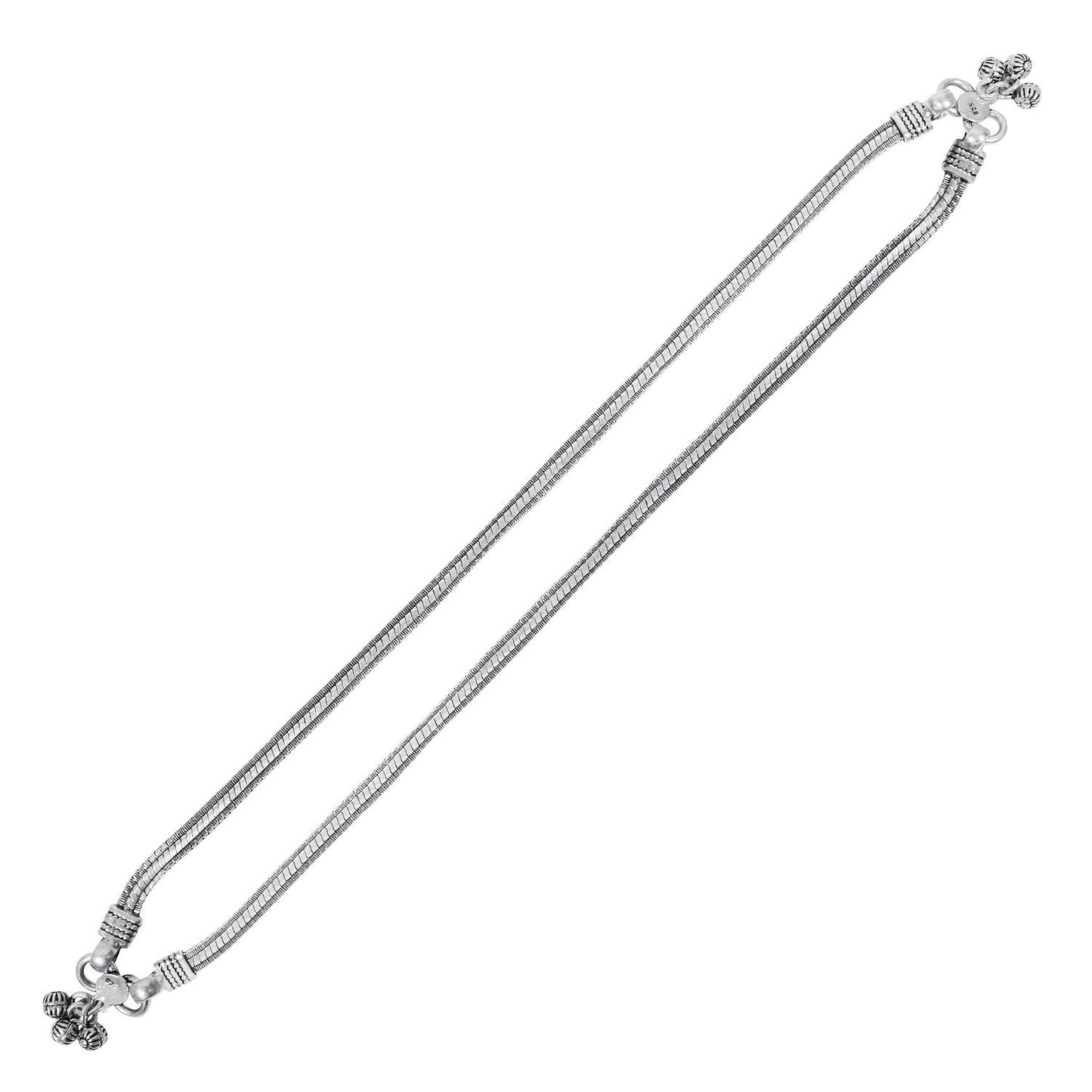 Avarta Sterling Silver Oxidized Anklet for Girls & Women