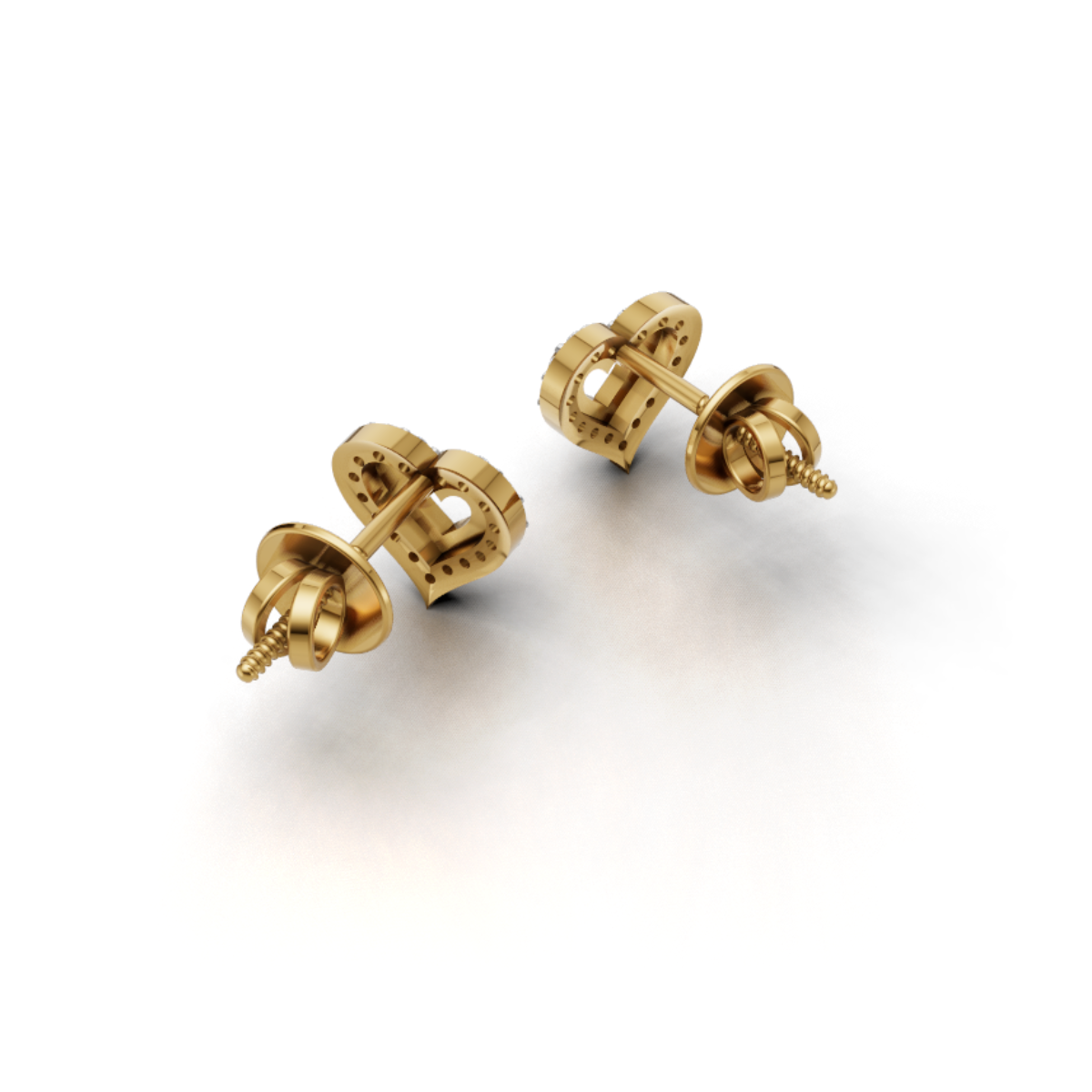 Avarta Gold Heart Stud Earrings With Lab Diamonds