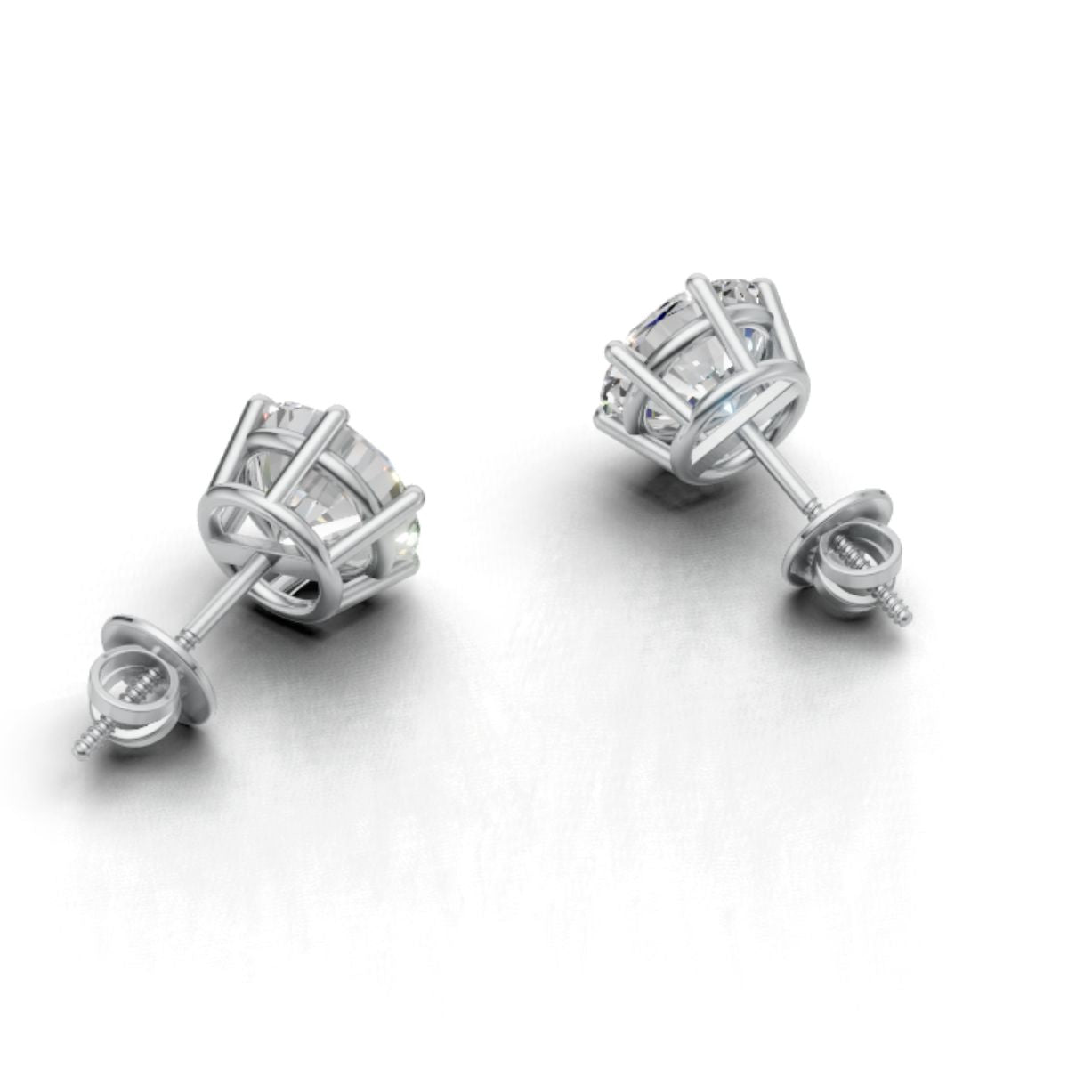 Avarta Sterling Silver 3 Carat Each Solitaire Stud Earrings