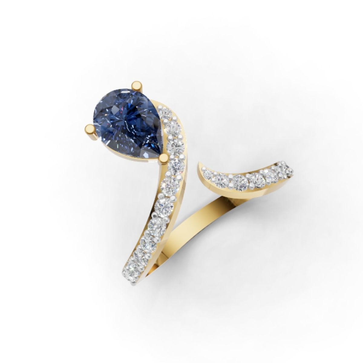 Avarta 14K 18K Gold Diamond Ring With Emerald Ruby Blue Sapphire