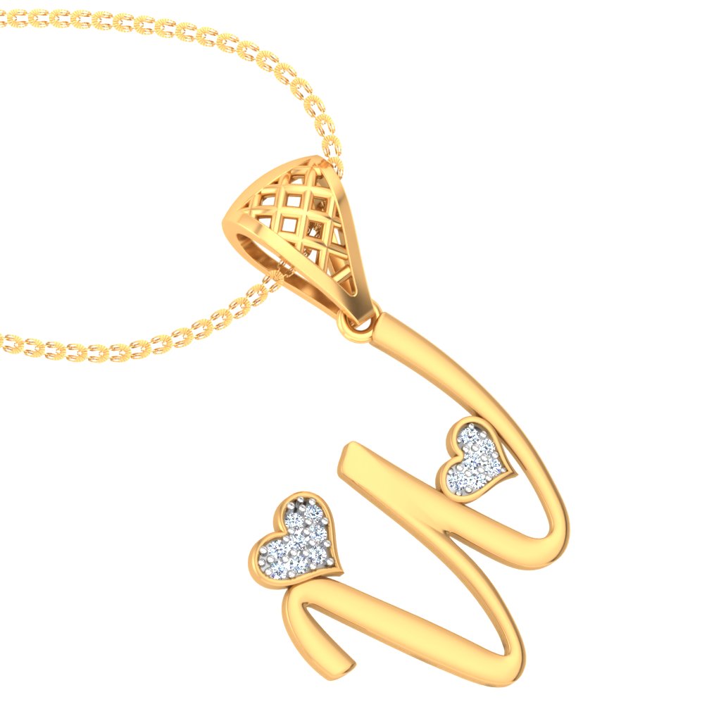 "W" ke Neeche Treasure Hai! - The Wealthy W Unisex Alphabet Lab Grown Diamond Pendant in 9K/14K/18K Gold | Personalized Treasure Initial Necklace