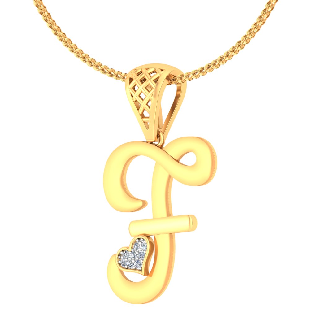 The "F" That Holds Two Hearts | Sparkling Lab Grown Diamond Alphabet Pendant | 9K|14K|18K Gold Personalized Initial Romatic Love Charm