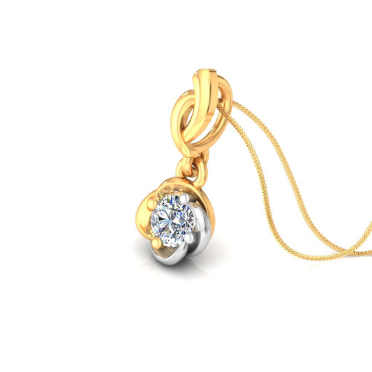 Luxury Two Tone Solitaire Pendant, Brilliant 15 Cents Lab Grown Diamond in 9K/14K/18K Gold | Elegant Faith & Style