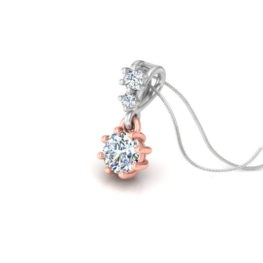 Rose & White Dual Tone Gold Solitaire Pendant, 0.25 Carat Lab Grown Diamond Necklace in 9K/14K/18K Gold | Minimalist Luxury Jewelry