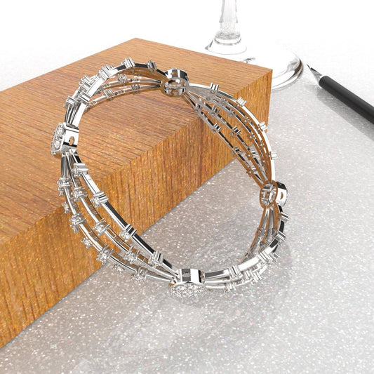 Avarta Jewellery 92.5 Sterling Silver American Diamond Bangle For Girls & Women