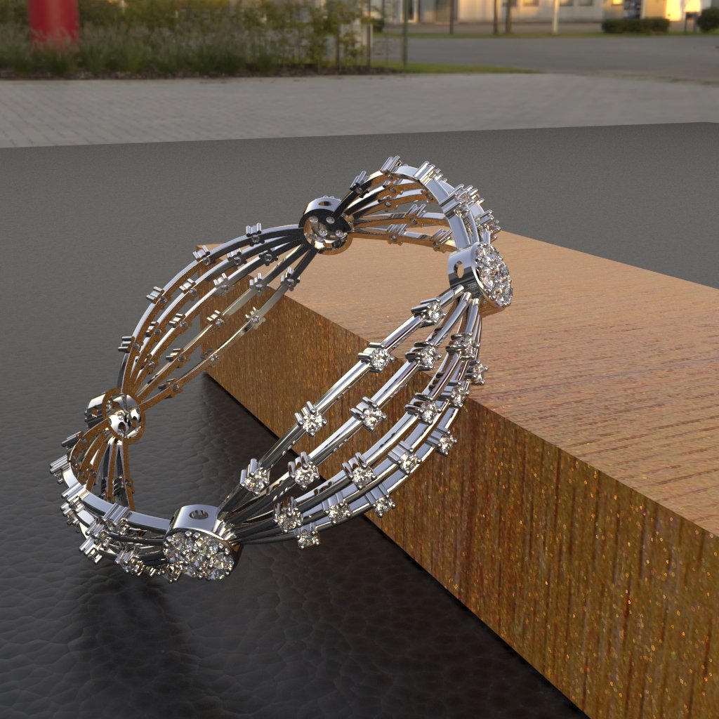 Avarta Jewellery 92.5 Sterling Silver American Diamond Bangle For Girls & Women