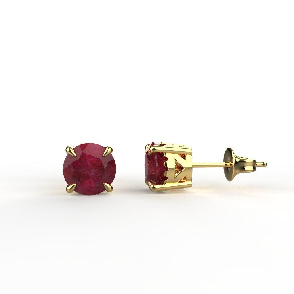 Avarta Jewellery 18K BIS Hallmarked Gold & Certified Ruby Gemstone Solitaire Stud Earrings for Girls & Women