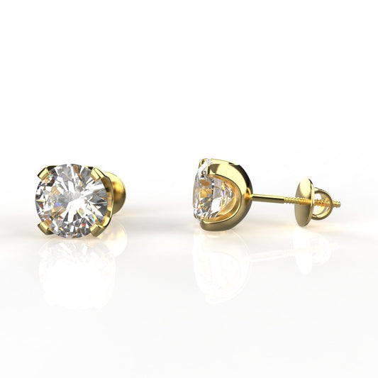 Avarta Jewellery 18K Gold 2 Carat Each Moissanite Solitaire Stud Earrings For Girls and Women