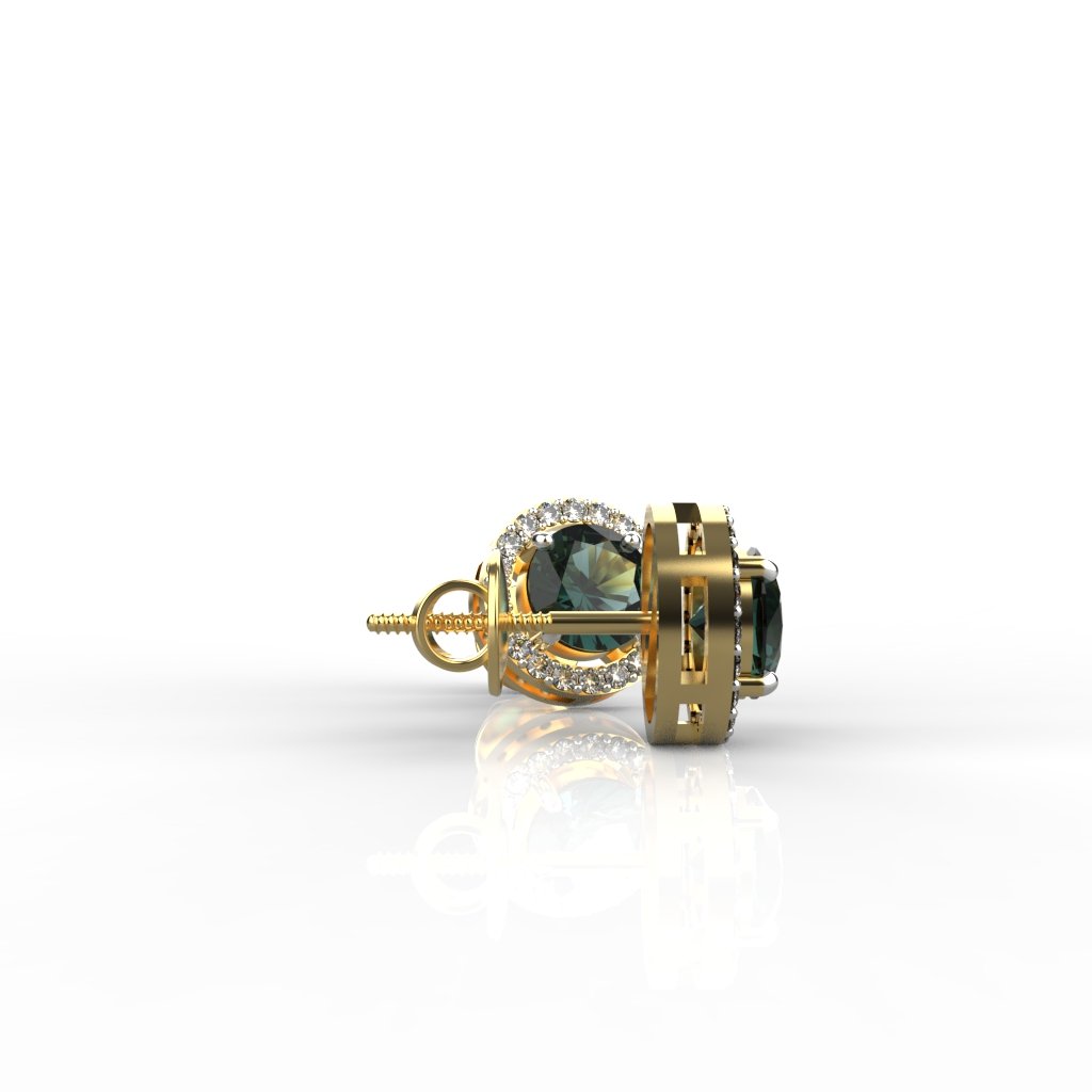 Avarta Sterling Silver 0.90 Carat Emerald Swarovski Halo Solitaire Earrings