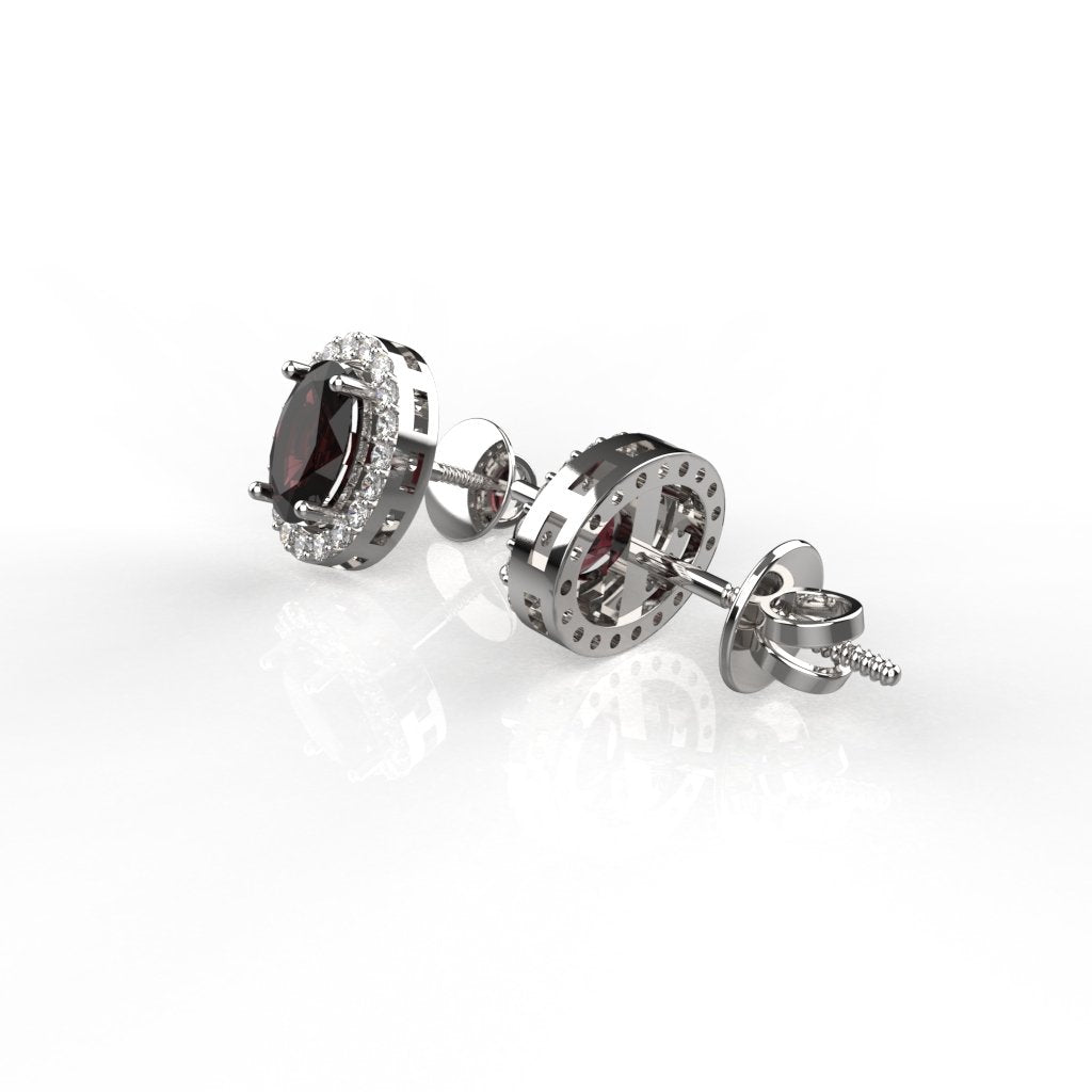 Avarta Jewellery 92.5 Sterling Silver Certified 1.25 Carat Each Natural Ruby Stud Earrings With 5A Grade American Diamonds For Girls & Women