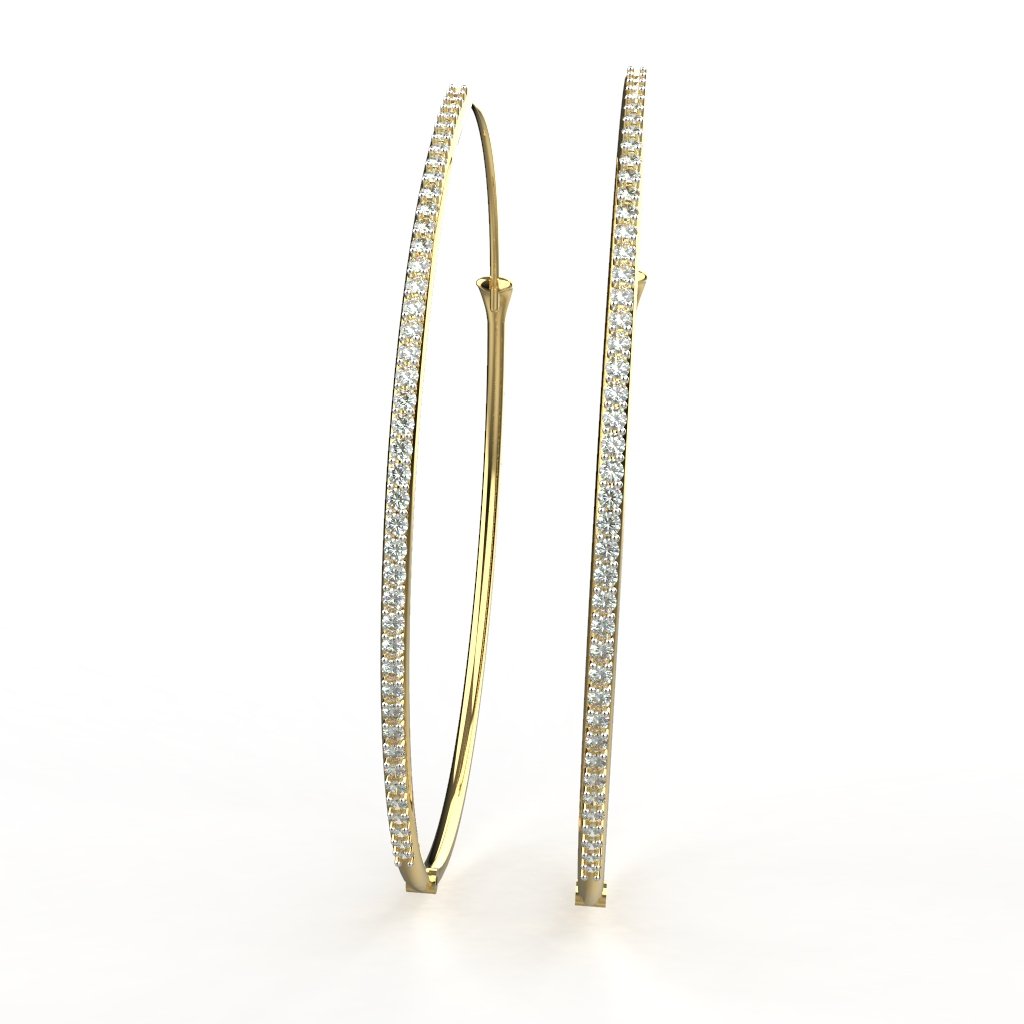 Avarta Jewellery 18k Gold & Certified Diamond Long Hoop Earrings For Girls & Women