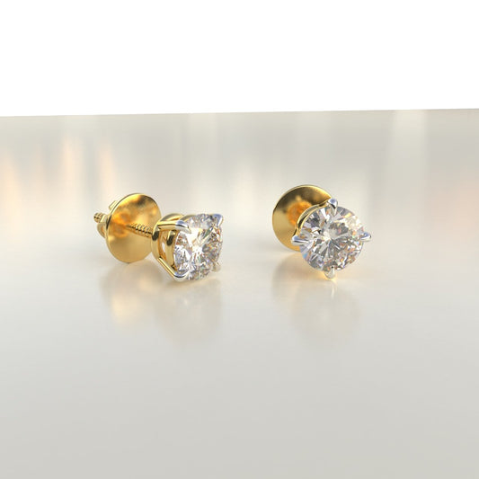 Avarta 18k Gold 50 Cents Each Lab Grown Diamond Solitaire Stud Earrings