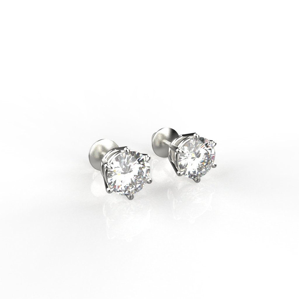 Avarta Jewellery 18k White Gold 3.10 Carat Each Moissanite Solitaire Stud Earrings
