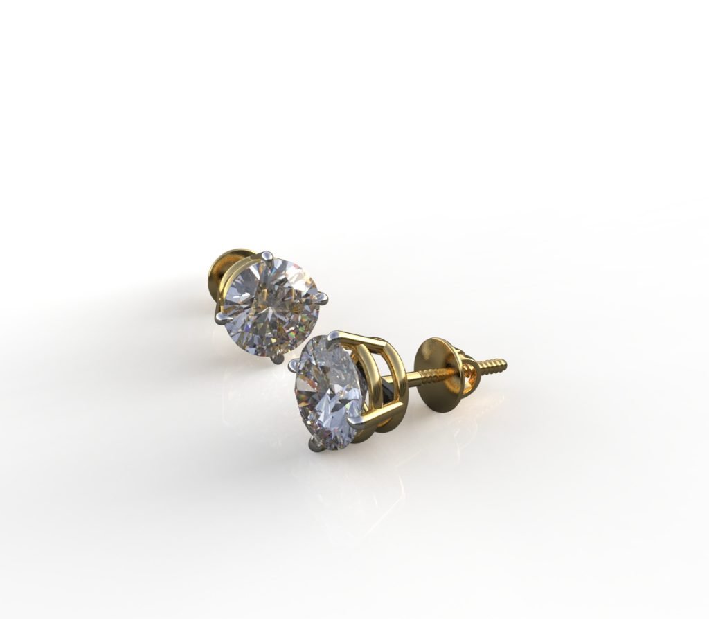 Avarta Jewellery 14k Gold 1 Carat Moissanite Studs
