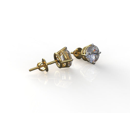 Avarta Jewellery 18k Gold 1.50 Carat Each Moissanite Solitaire Stud Earrings