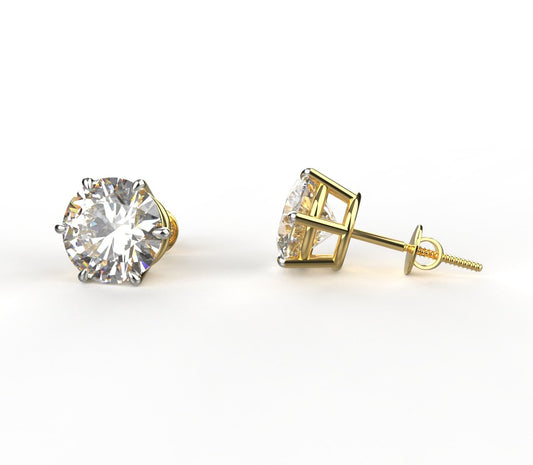 Avarta Jewellery Gold 3 Carat Lab Diamond Solitaire Studs Earrings