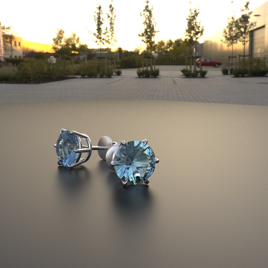 Avarta Jewellery 92.5 Sterling Silver American Diamonds 2.50 Carat Each Aqua Blue Solitaire Studs Earrings for Girls & Women