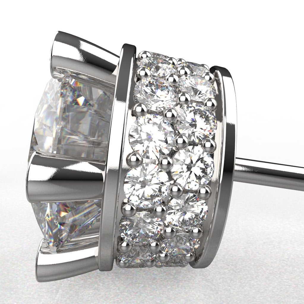 Avarta Sterling Silver 2 Carat Each Solitaire Designer Stud Earrings for Girls & Women