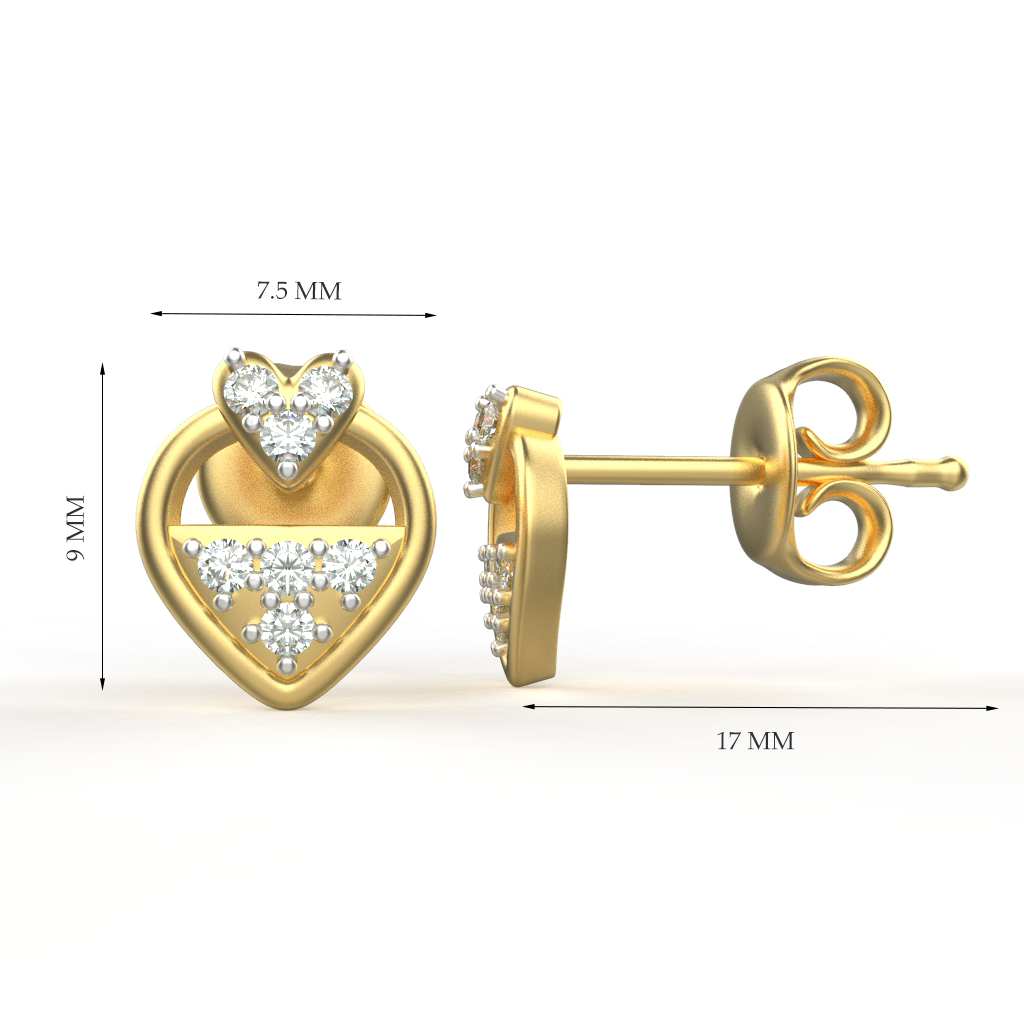 Avarta Jewellery 18K Hallmarked Gold Studs Earrings With Certified Diamonds For Kids, Girls & Women