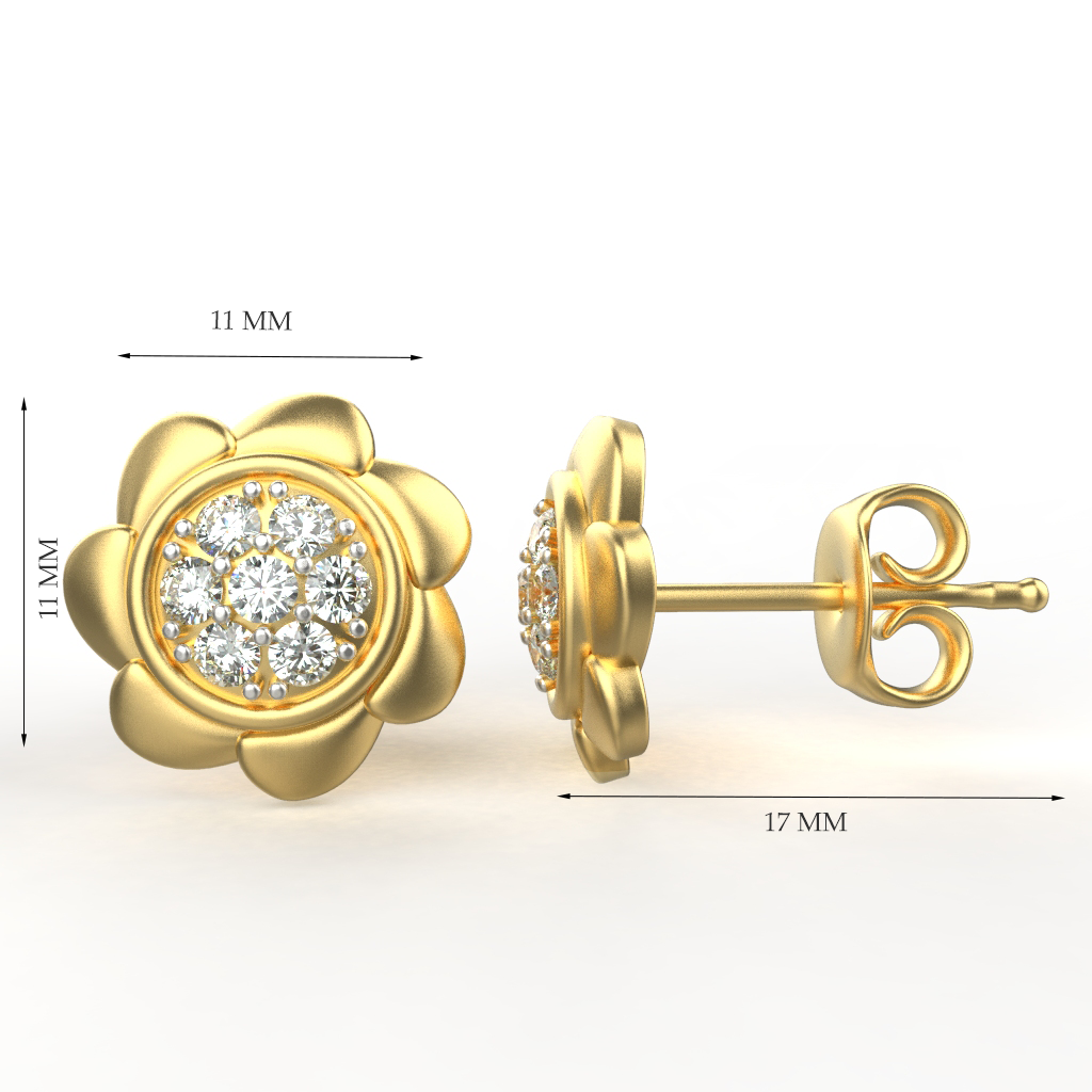 Avarta Jewellery 18K Hallmarked Gold Studs Earrings With Certified Diamonds For Kids, Girls & Women