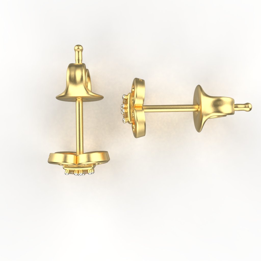 Avarta Jewellery 18K Hallmarked Gold Certified Diamond Stud Earrings For Kids, Girls & Women