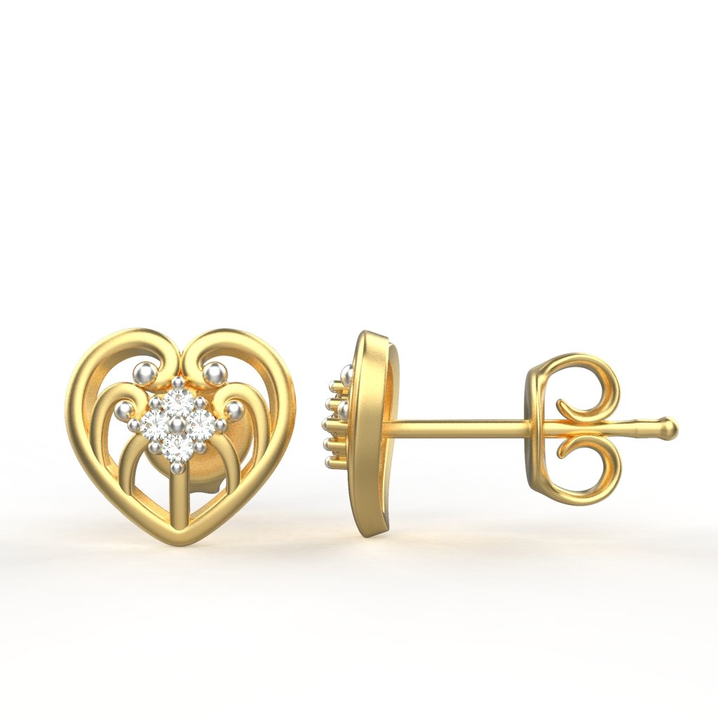 Avarta Jewellery 18K Hallmarked Gold Certified Diamond Studs Earring For Kids, Girls & Women