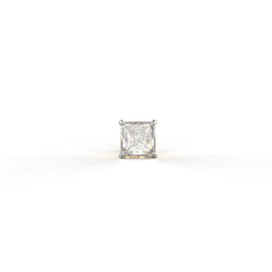 Avarta Jewellery 92.5 Sterling Silver 2 Carat Princess Cut Solitaire Unisex Stud Earring - Single Pcs