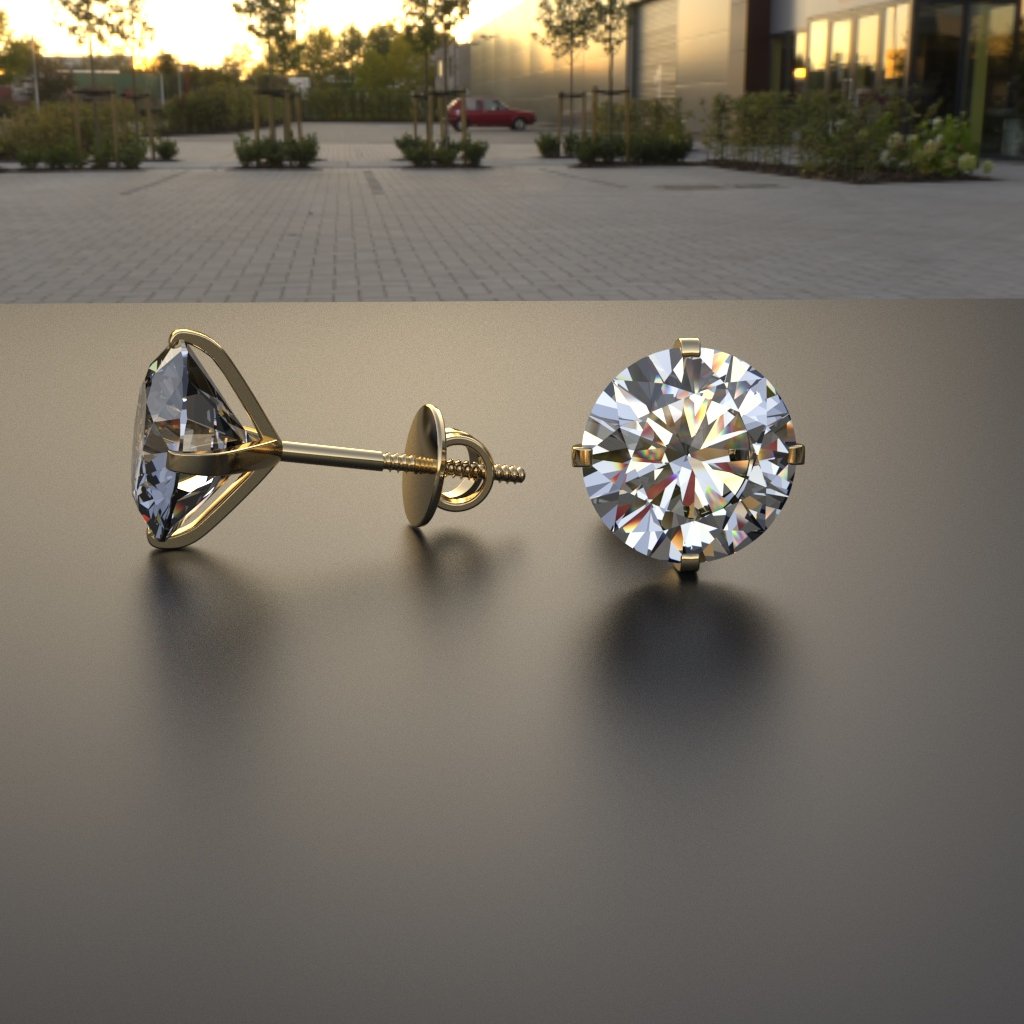 Avarta 18k Gold 3.80 Carat Each Solitaire Studs Earring For Girls & Women