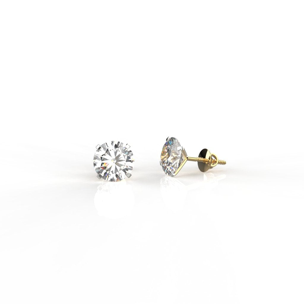 Avarta Jewellery 14k Gold 1 Carat Moissanite Unisex Solitaire Studs