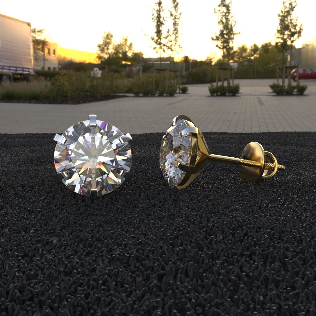 Avarta Jewellery 18k Gold 8.50 Carat Each Moissanite Solitaire Stud Earrings