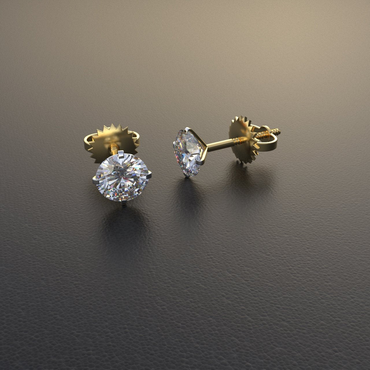 Avarta Jewellery 14k Gold 1 Carat Unisex Solitaire Studs
